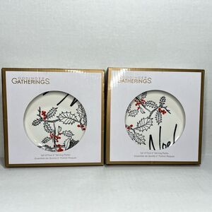 Godinger Gatherings Set of 8 White Round Christmas Porcelain Serving Plates 6"